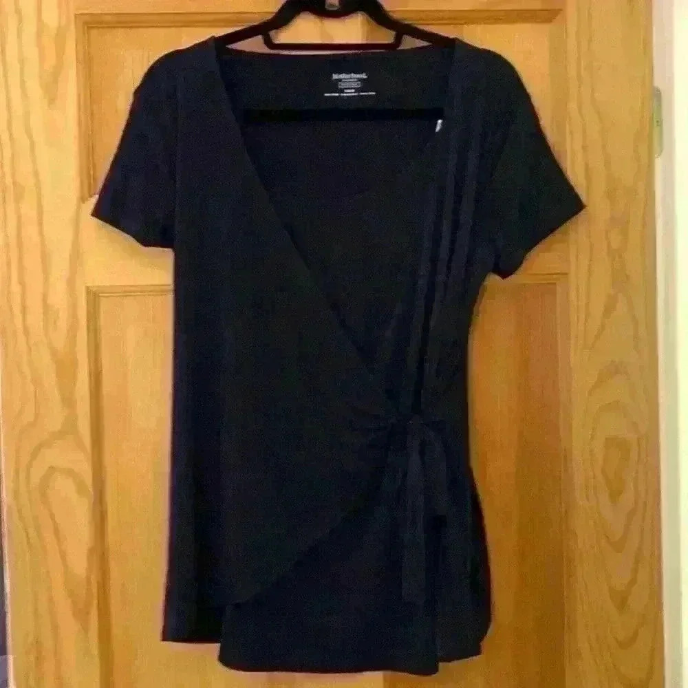 Motherhood Maternity Navy Blue Tie Front Nursing Top - Picture 1 of 6